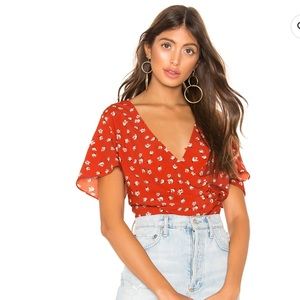 Heartloom red floral blouse top